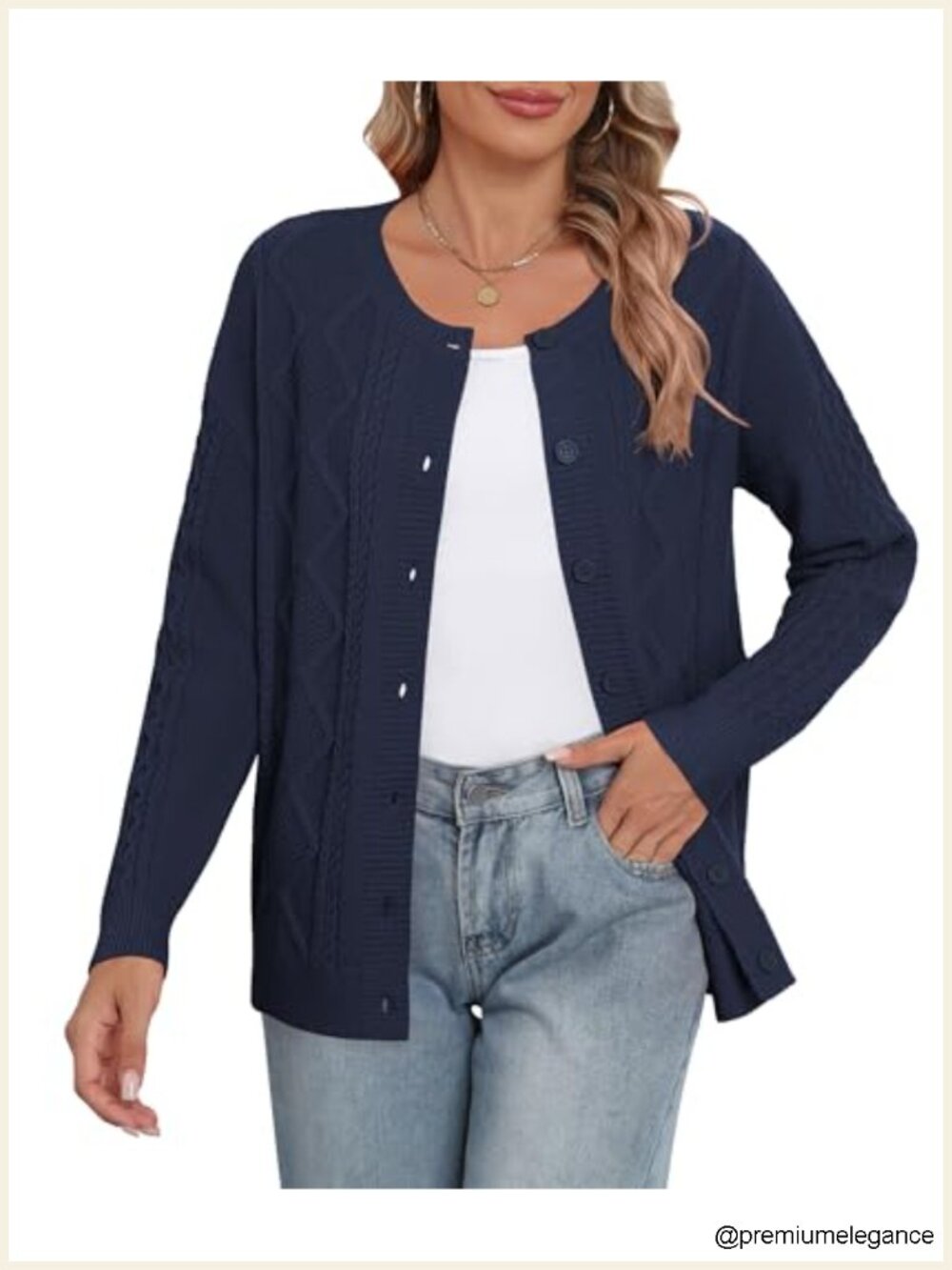 Women's Cable Knit Cardigan Sweater Long Sleeve Button Down Fall Outwear